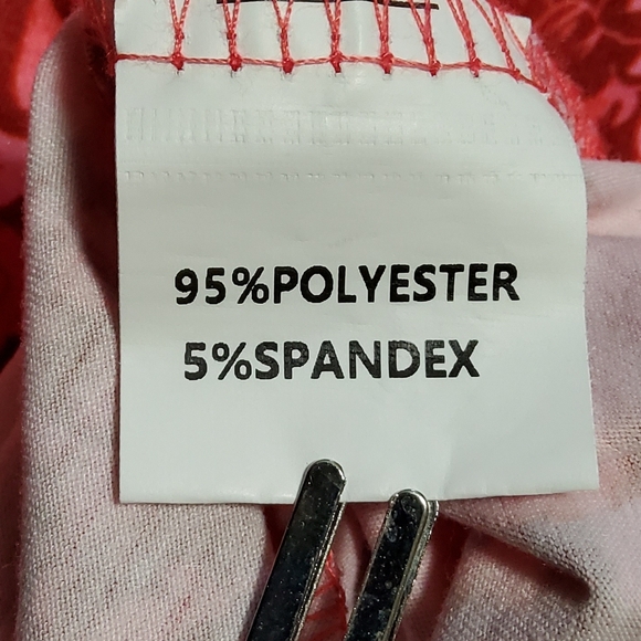 Ouges Stretch Pink/Burgundy/Orange Floral Surplice Blouson Dress Size XL - Picture 9 of 9